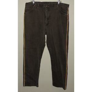 Wrangler 13MWZKL Men's Straight Fit Jeans 40 x 32 Brown Gold Stripe 100% Cotton